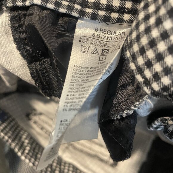Old Navy Pants Womens 6 Pixie Mid Rise Gingham Plaid Black White Ankle Preppy - Picture 4 of 7